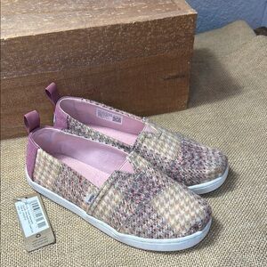Toms Youth Alpargata Pink Quartz Plaid Tweed